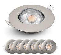 EMOS Spot LED Encastrable 230V, 4.9W / 380lm, 50° Orientable, Plafonnier LED encastré, blanc froid 6500K, Lot de 6 Spots de plafond pour l'intérieur, extra plat, ronde, Couleur argent brossé