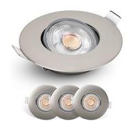 EMOS Spot LED Encastrable 230V, 4.9W / 380lm, 50° orientable, Plafonnier LED encastré, blanc neutre 4000K, Lot de 3 Spots de plafond pour l'intérieur, extra plat, ronde, Couleur argent brossé