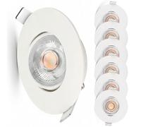 EMOS Spot LED Encastrable, 230V, 4.9W / 430lm, 50° orientable, Plafonnier LED encastré, blanc chaud 3000K, Lot de 6 Spots de plafond pour l'intérieur, extra plat, ronde, blanc
