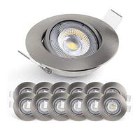 EMOS Spot LED Encastrable 230V, 5W / 450lm, 50° Orientable, Plafonnier LED encastré, blanc froid 6500K, Lot de 12 Spots de plafond pour l'intérieur, extra plat, ronde, Couleur argent brossé