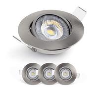 EMOS Spot LED Encastrable 230V, 5W / 450lm, 50° Orientable, Plafonnier LED encastré, blanc froid 6500K, Lot de 3 Spots de plafond pour l'intérieur, extra plat, ronde, Couleur argent brossé