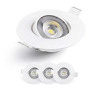 EMOS Spot LED Encastrable 230V, 5W / 450lm, 50° orientable, Plafonnier LED encastré, blanc neutre 4000K, Lot de 3 Spots de plafond pour l'intérieur, extra plat, ronde, Couleur argent blanc