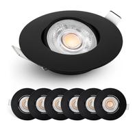 EMOS Spot LED Encastrable 230V, 5W / 450lm, 50° orientable, Plafonnier LED encastré, blanc neutre 4000K, Lot de 6 Spots de plafond pour l'intérieur, extra plat, ronde, noir