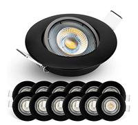 EMOS Spot LED encastrable 230V, 5W / 450lm | Spot LED Extra Plat 50° orientable, blanc chaud 3000K | Lot de 12 Spots de plafond pour l'intérieur, Plafonnier LED encastré, couleur noir