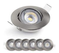 EMOS Spot LED encastrable 230V, 5W / 450lm | Spot LED Extra Plat 50° orientable, blanc chaud 3000K | Lot de 6 Spots de plafond pour l'intérieur, Plafonnier LED encastré, couleur argenté