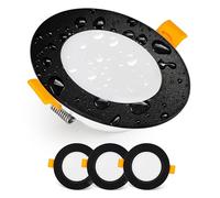 EMOS Spot LED Encastrable 230V, 5W / 500lm, Blanc neutre 4000K | Spot Salle de Bain, étanche IP54 pour l'extérieur et l'intérieur | Lot de 3 LED spots de plafond, extra plat, rond, couleur noir