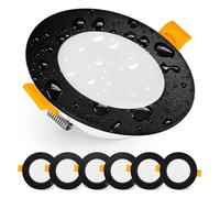 EMOS Spot LED Encastrable 230V, 5W / 500lm, Blanc neutre 4000K | Spot Salle de Bain, étanche IP54 pour l'extérieur et l'intérieur | Lot de 6 LED spots de plafond, extra plat, rond, couleur noir