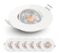 EMOS Spot LED encastrable dimmable, 230V, 4,9W / 480lm | 50° orientable, blanc chaud 2700K | Lot de 6 Spots de plafond LED dimmable pour l'intérieur, Plafonnier LED encastré, blanc