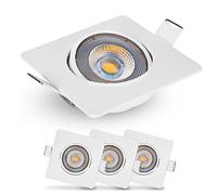 EMOS Spot LED Encastrable | Lampe Plafond Orientable 50° Blanc Chaud 3000K | Lot de 3 Spots Extra Plats Carrés 5W / 450 Lumens, Blanc