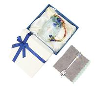 Emoshayoga Tasse en Verre Tasse à thé Fleur à café, Décor Floral Fait à la Main à Boisson en Verre émaillé avec Cuillère, Tissu pour thé café Jus de Lait Cadeau (Rose Bleue 350ML)