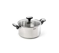 Tefal Emotion Faitout 24 cm, 5 L, Inox, Garantie 10 ans, Base épaisse pour une diffusion de chaleur homogène, Design élégant, Poignées robustes, Couvercle verre, Induction E3014604