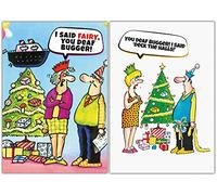 Emotional Rescue Lot de 10 cartes de Noël amusantes, 2 motifs différents, lot de 10 cartes de Noël amusantes