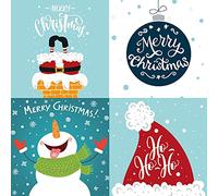 Emotional Rescue Lot de 12 cartes de Noël - 4 motifs différents - Lot de 12 cartes de Noël amusantes et colorées