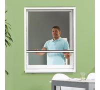 empasa Moustiquaire enroulable fenêtre CLASSIC, fibre, blanc, anthracite | moustiquaire extensible, en PVC et fibre de verre noire, Taille : 125 x 160, Couleur : blanc