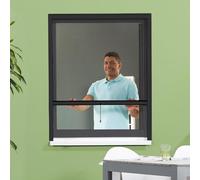 empasa Moustiquaire enroulable fenêtre CLASSIC, fibre, blanc, anthracite | moustiquaire extensible, en PVC et fibre de verre noire, Taille : 125 x 160, Couleur : anthracite