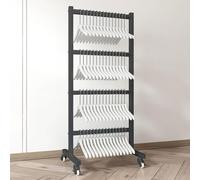 Empileur de cintres 4 couches avec roulettes, chariot organisateur en métal portable pour suspendre les vêtements, étagère de rangement pour magasins, buanderie et maison