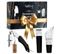 Empire Coffret cadeau 5 pièces - Décapsuleur avec double tire-bouchon, poignée ergonomique, bec verseur et bouchon sous vide - Acier inoxydable
