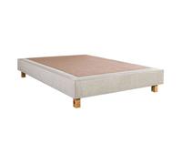 EMPIRE - Sommier Tapissier 140x190 Beige Pieds Bois massif