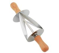 Emporte-pièce à croissants en acier inoxydable - Roulette à pâte de précision - Poignée ergonomique - Lames robustes - Matériau en bois de hêtre - 20 x 6 x 6 cm