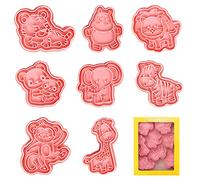 Emporte pièce Animaux, 8pcs Moule Biscuit Set, Animaux Emporte Piece Biscuit Enfants, 3D Emporté Pièce Patisserie en Plastique, Cookie Cutter, Moule à Cookie pour Biscuits