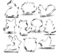 Emporte-pièce Animaux de la forêt Set de 10 pièces Écureuil Champignon Oiseau Lapin Hérisson Arbre Chevreuil Renard Hibou