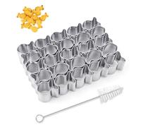 Emporte-Pièce en Forme de Poisson, 25 Cavités en Acier Inoxydable Mini Moules en Forme de Poisson avec Brosse de Nettoyage pour Pâte Antiadhésive Biscuit Pâtisserie DIY