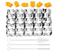 Emporte-Pièce en Forme de Poisson Rouge, 25 Cavités Mini Moule à Biscuits en Acier Inoxydable Antiadhésif avec Brosse Nettoyage pour la Cuisson des Biscuits et Collations