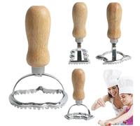 Emporte-pièce Ravioli Halloween Manche en Bois Chauve-souris Fantôme | Lot de 4 Tampons à Biscuits pour Fête pour Fête Automne Thanksgiving Christmas Cuisine Maison