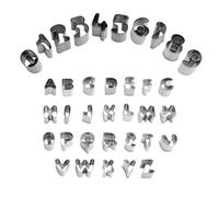 Emporte-pièce set de 37 lettres et chiffres pour biscuits anniversaires Noël acier inoxydable argenté