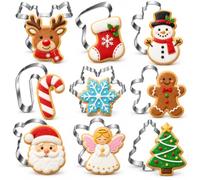 Emporte-pièces de Noël -9 pièces - bonhomme de pain d'épices, flocon de neige, renne, ange, arbre de Noël, bonhomme de neige, visage du Père Noël