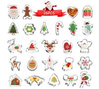 Emporte-pièces de Noël en acier inoxydable, lot de 26 emporte-pièces, lot d'emporte-pièces pour pâte à sucre, décorations pour gâteaux