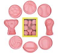 Emporte-pièces De Sport - 8 Moules D'estampage À Biscuits, Presse À Pâtisserie 3D De Dessin Animé | Outil De Cuisson De Basket-ball De Football En Relief, Fournitures De Décoration De Desserts De Fête
