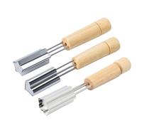 Emporte-pièces légumes - Ensemble de trois découpoirs compacts avec poignée bois ergonomique acier durable offrant motifs mignons pour snacks fruits biscuits et garnitures | Déjeuners Écoles Famille C