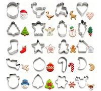 Emporte-pièces Noël INOX Mini 20 pièces - Moules Biscuits de Noël 2x2,5 cm pour Enfants - Formes festives pour pâtisserie, Chocolat, Fruits, pâte à Sucre