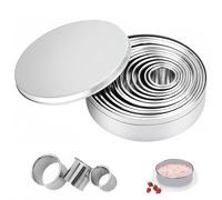 Emporte-pièces Ronds,12 Pcs Emporte Pièce Rond Acier Inoxydable Cercles à Pâtisserie en Boîte en Aluminium Moule Tartelette Moule Entremet pour Pâtisserie Biscuit Cuisson GâTeau