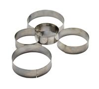 Emporte-pièces Ronds en Acier Inoxydable 5 Pièces, pour Fondant | Démoulage Facile, Forme Intacte et Antiadhésif, Usage Maison ou Boutique, Coffret Délicat Argenté