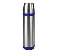 Emsa 502472 CAPITAIN Bouteille isotherme avec gobelet, fermeture à vis BASIC, 100% hermétique, 500 ml, Bleu/acier inoxydable