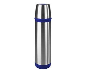 Emsa 502472 CAPITAIN Bouteille isotherme avec gobelet, fermeture à vis BASIC, 100% hermétique, 500 ml, Bleu/acier inoxydable