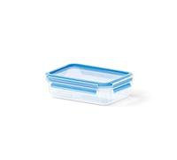 EMSA 508539 Boîte alimentaire rectangulaire avec couvercle, 0.8 Litre, Transparent/bleu, Clip & Close