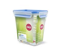Emsa 508543 Boîte alimentaire rectangulaire avec couvercle, 1.5 Litre, Transparent/bleu, Clip & Close