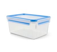EMSA 508544 Boîte alimentaire rectangulaire avec couvercle, Transparent/bleu, 2,3 L Clip et Close