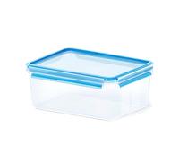 Emsa 508546 Boîte alimentaire rectangulaire avec couvercle, Transparent/bleu, 3,7 L, Clip & Close
