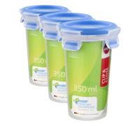 EMSA 508551 Boîte alimentaire ronde avec couvercle, 0.35 Litre, Transparent/bleu, Clip & Close (Lot de 3)