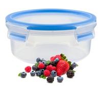 Emsa 508552 Boîte alimentaire ronde avec couvercle, 0.85 Litre, Transparent/bleu, Clip & Close