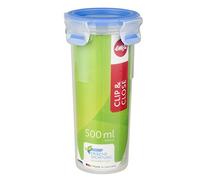 Emsa 508554 Boîte alimentaire ronde ou gobelet avec couvercle, 0.50 Litre, transparent/bleu, Clip & Close