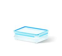 Emsa 508557, 2 Boîtes alimentaires empilables par clip, 1,0L/1,65L, 100% hermétique, Transparent/bleu, Clip & Close