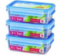 Emsa Boîte hermétique alimentaire Clip & Close 508558 Rectangulaire 1 L Bleu/Transparent Lot de 3