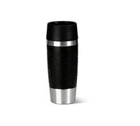 Emsa 513361 travel mug, mug isotherme fermeture par pression quick press, 100% hermétique, silicone, 360 ml, noir
