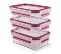 Emsa 515582 Alimentaires Clip & Close, Transparent/Rose, 0,55 Litre, Lot de 3 Boîtes