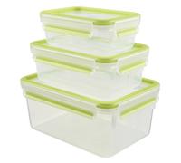 Emsa Boîtes hermétiques Clip & Close 515585 – Transparent/Vert, 0,55/1/2,3 L – Lot de 3